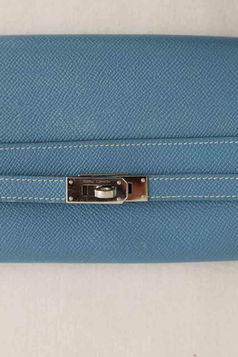 Portefeuille Hermès Bleu en Cuir
