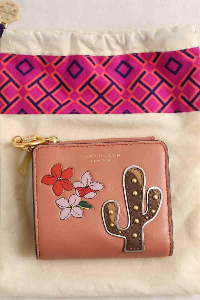 Portefeuille Tory Burch Rose en Cuir