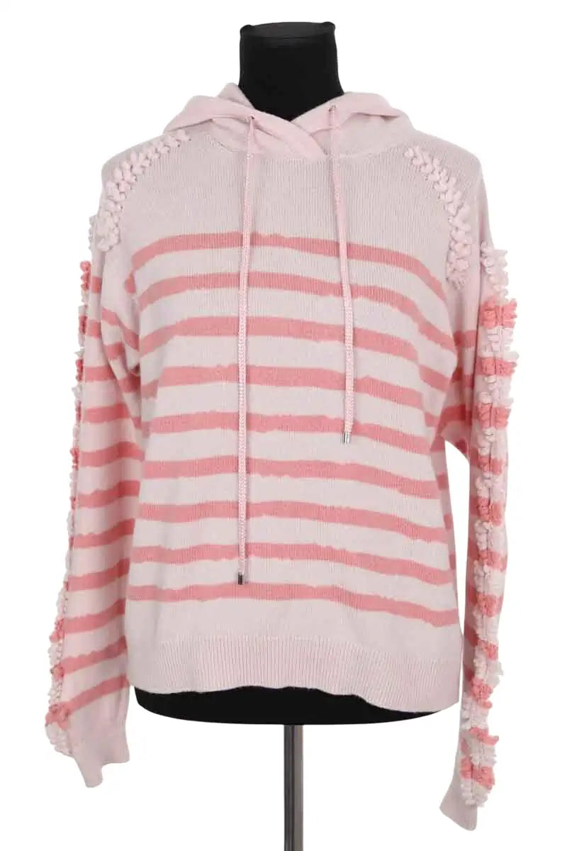 Pull Barrie Stripe hooded sweater Rose en Cachemire, taille S - Seconde Main