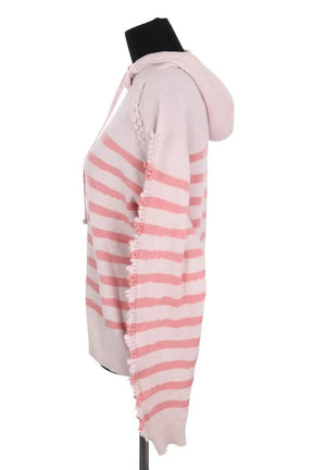 Pull Barrie Stripe hooded sweater Rose en Cachemire