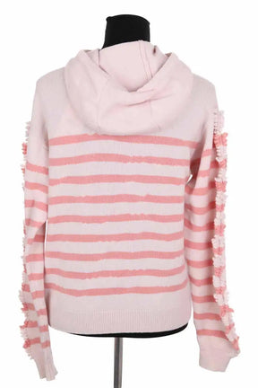 Pull Barrie Stripe hooded sweater Rose en Cachemire