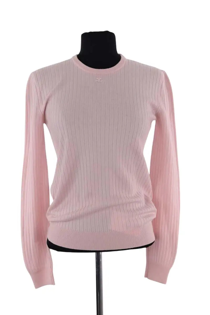 Pull Courrèges Rose en Laine, taille L - Seconde Main