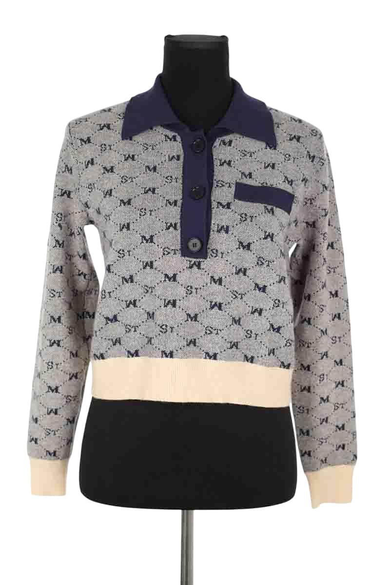 Pull Le Mont Saint Michel Marine en Laine, taille S - Seconde Main
