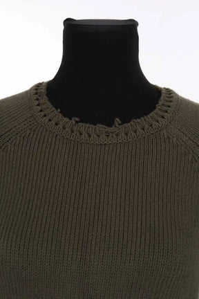 Pull Saint Laurent Distressed raglan jumper Kaki en Coton