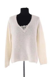 Pull Sézane Ecru en Laine, taille M - Seconde Main