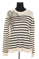 Pull Zadig & Voltaire Miss stripes flower Ecru en Cachemire, taille S - Seconde Main