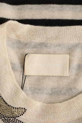 Pull Zadig & Voltaire Miss stripes flower Ecru en Cachemire