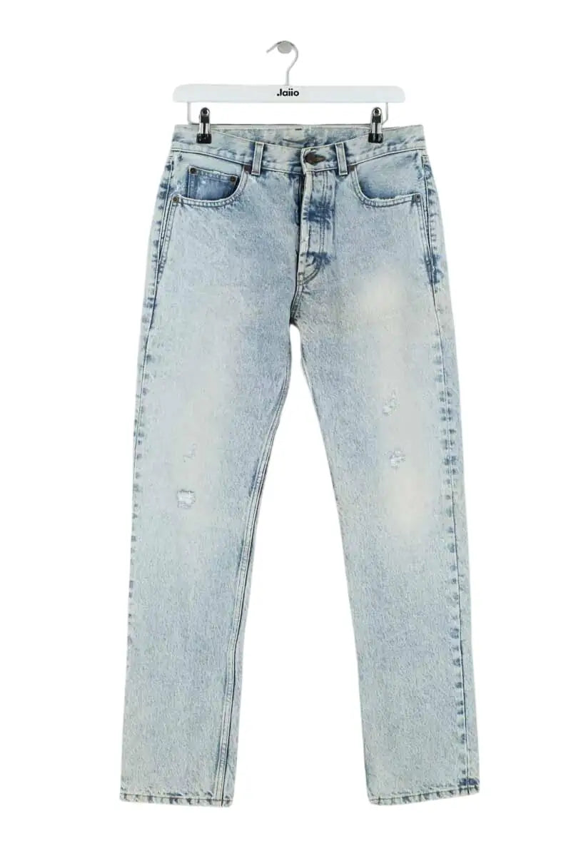 Jean droit Saint Laurent Bleu en Coton, taille XXS - Seconde Main