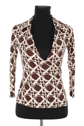 Cache-coeur Diane Von Furstenberg Marron en Soie, taille S - Seconde Main