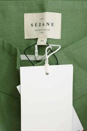 Pantalon Sézane Vert en Lin
