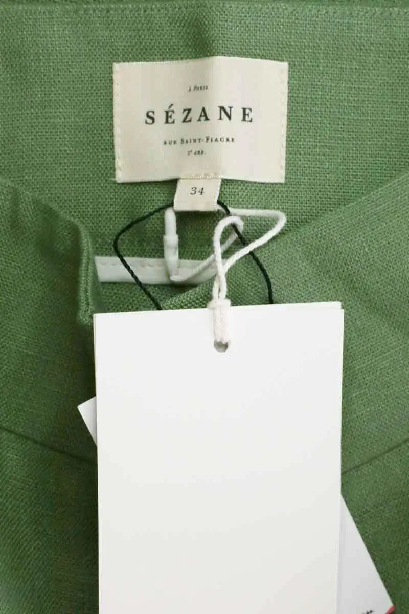 Pantalon Sézane Vert en Lin