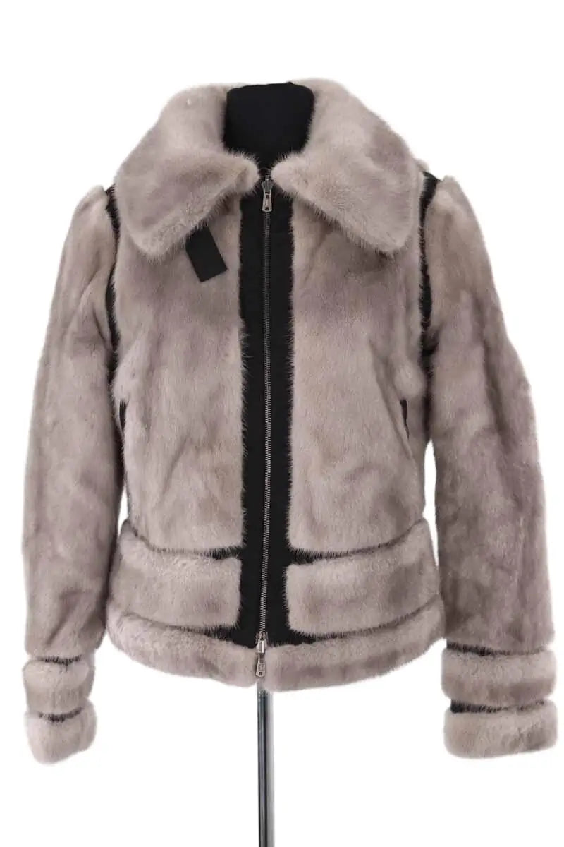 Manteau Yves Saint Laurent Gris en Fourrure, taille L - Seconde Main