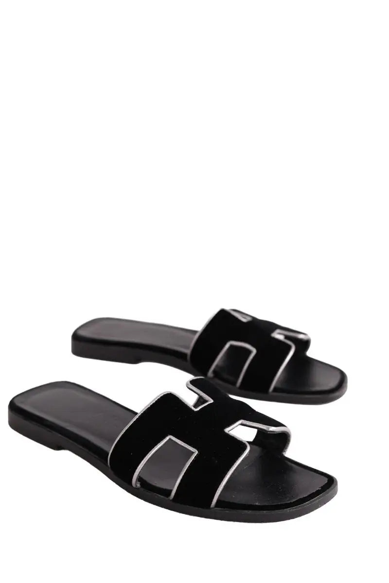 Sandales Oran Hermès ORAN Noir en Cuir
