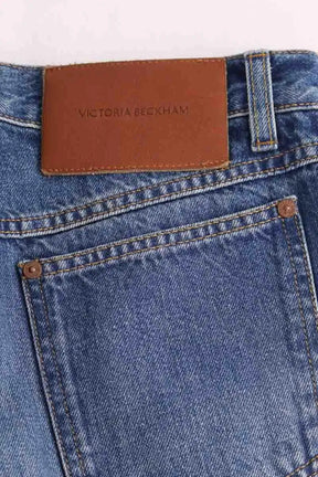 Jean droit Victoria Beckham Bleu en Coton