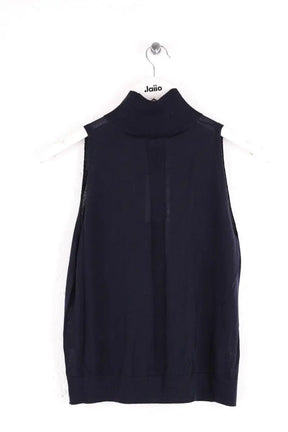 Top ME + EM High neck sleeveless top Marine en Laine
