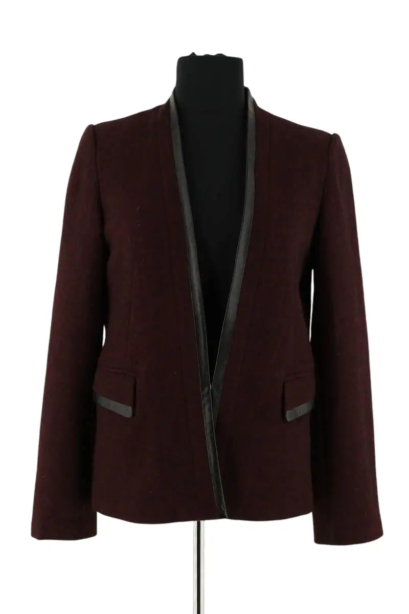 Blazer Maje Bordeaux en Laine, taille L - Seconde Main