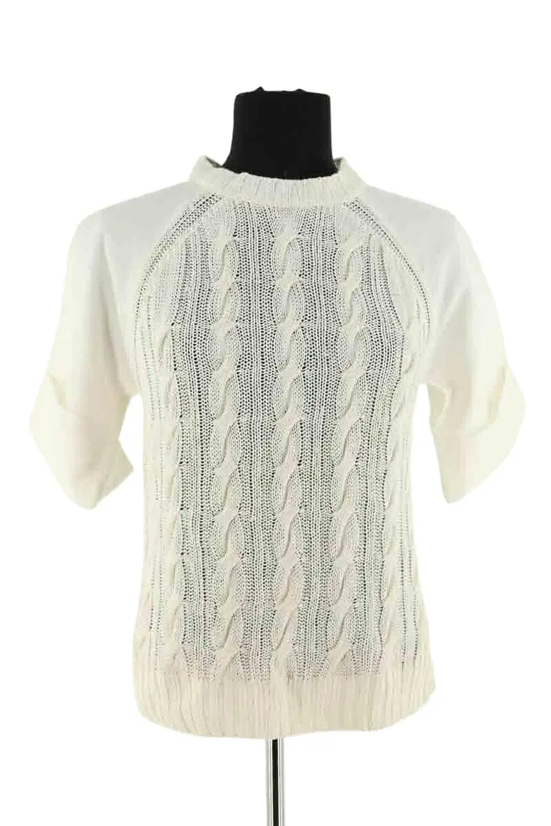 Pull Max Mara Blanc en Coton, taille S - Seconde Main