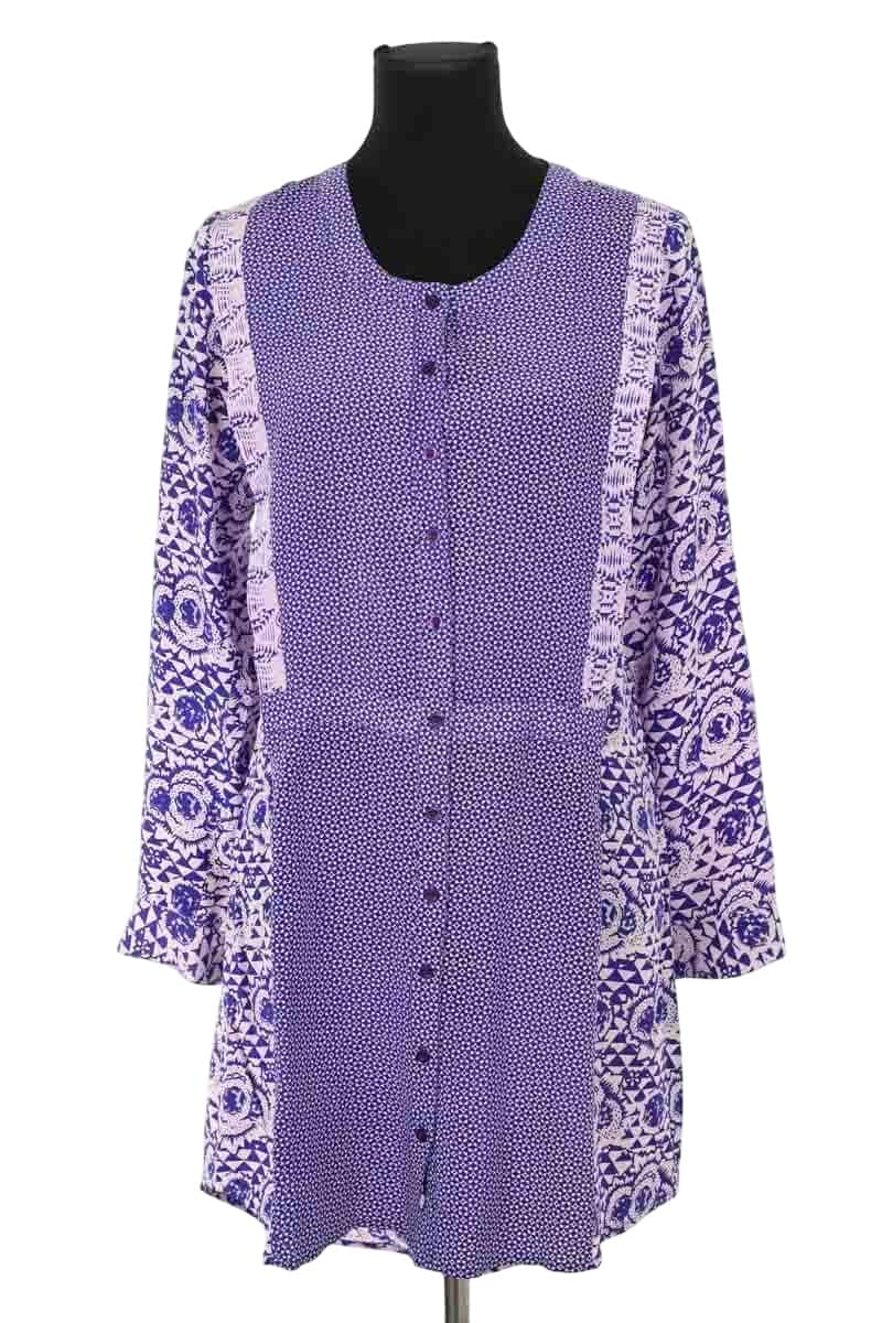 Robe Antik Batik Bleu en Soie, taille M - Seconde Main