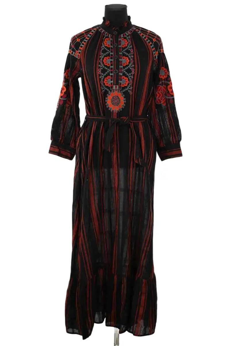 Robe Antik Batik Noir en Coton, taille M - Seconde Main