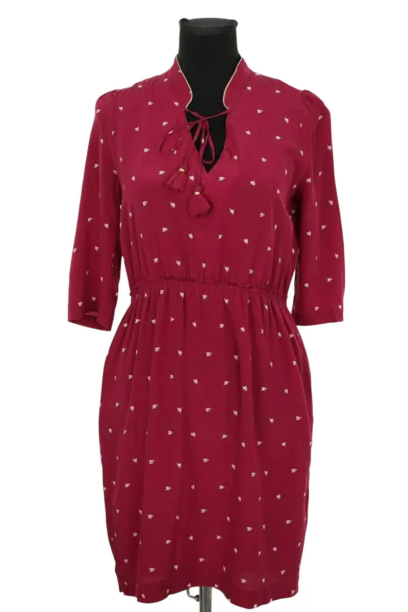 Robe Claudie Pierlot Bordeaux en Soie, taille S - Seconde Main