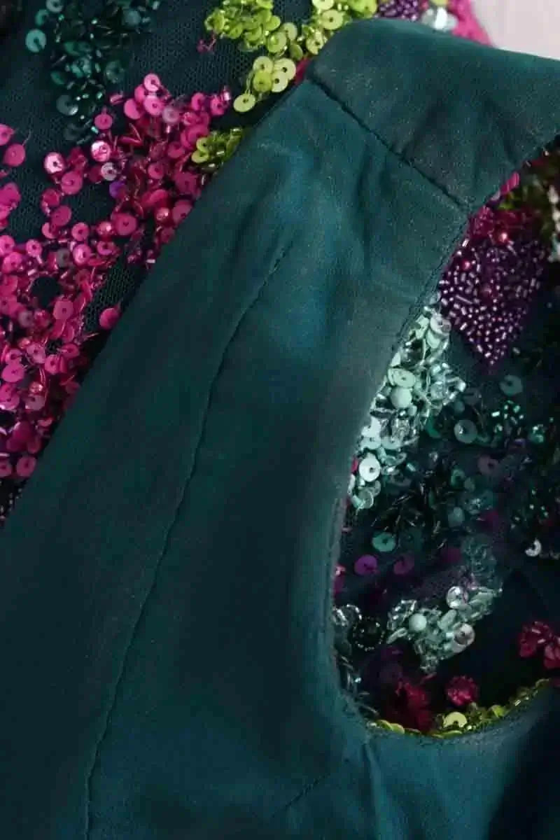 Robe Elie Saab Degraded beaded tulle gown Vert en Soie