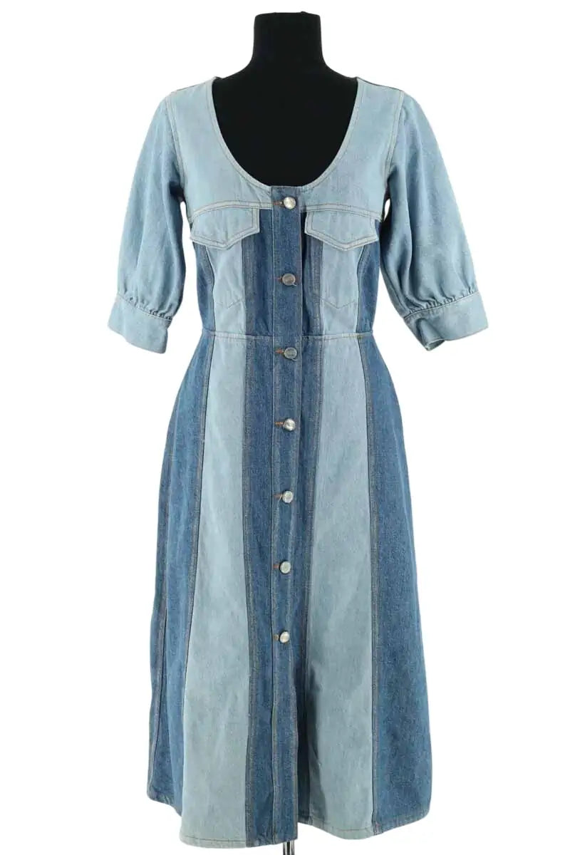 Robe Ganni Bleu en Coton, taille S - Seconde Main