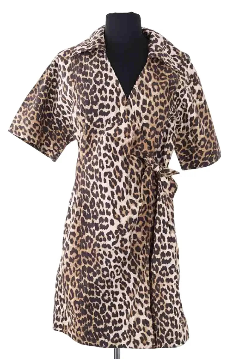 Robe Ganni Marron en Coton, taille L - Seconde Main