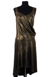 Robe John Galliano Draped asymetric dress lame Doré en Synthétique, taille XS - Seconde Main