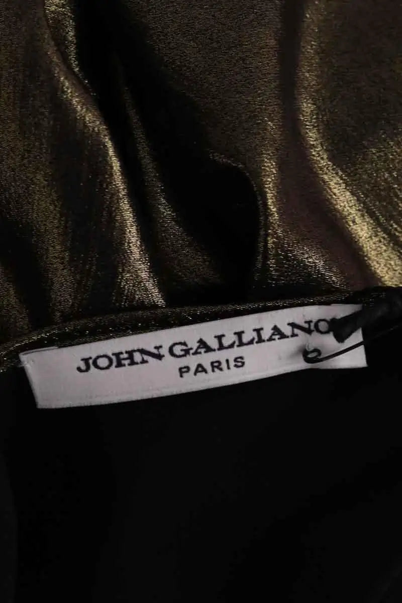 Robe John Galliano Draped asymetric dress lame Doré en Synthétique