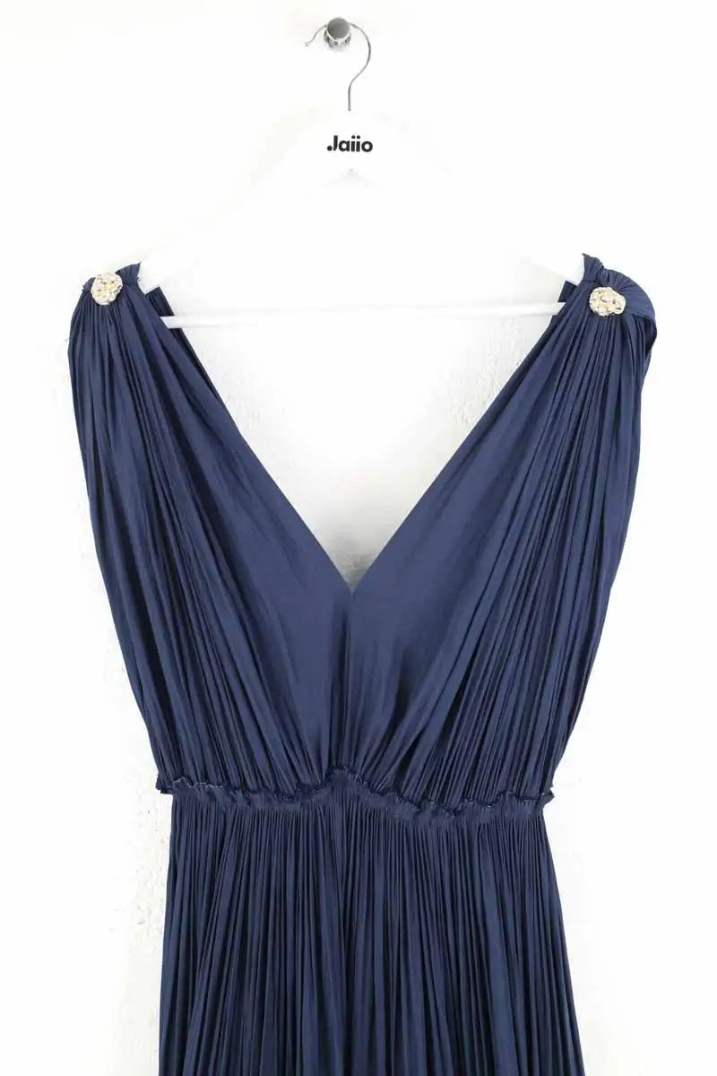 Robe Lanvin Robe longue à volant Marine en Soie