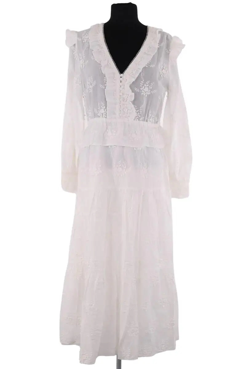 Robe Maje Blanc en Coton, taille XL - Seconde Main