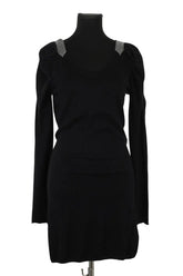 Robe Maje Noir en Viscose, taille L - Seconde Main