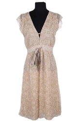 Robe Sandro Beige en Soie, taille L - Seconde Main