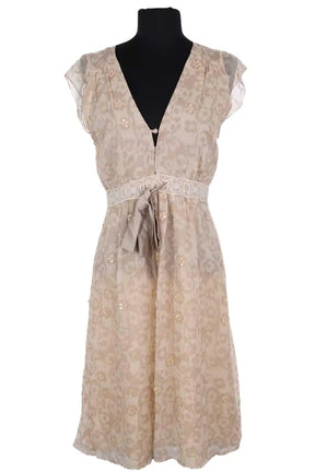 Robe Sandro Beige en Soie, taille L - Seconde Main