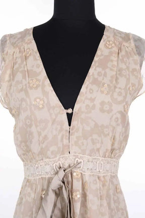 Robe Sandro Beige en Soie