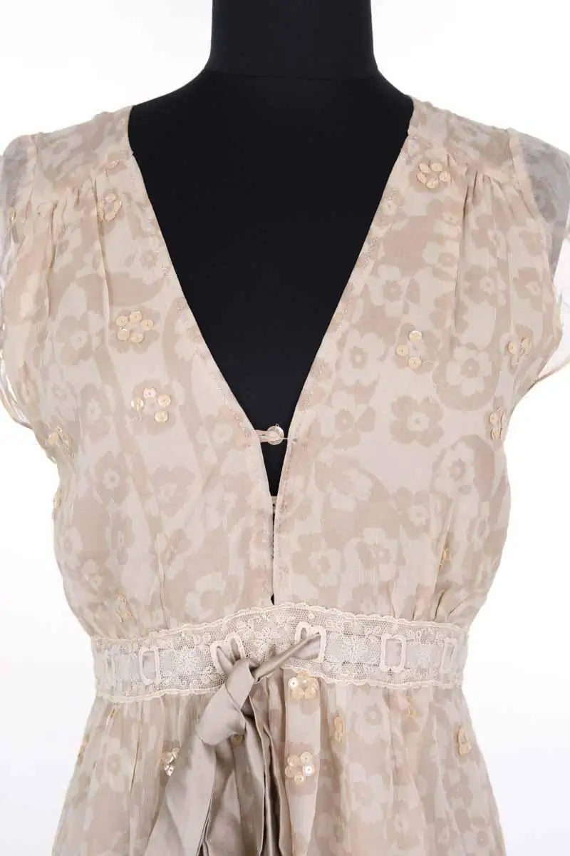 Robe Sandro Beige en Soie