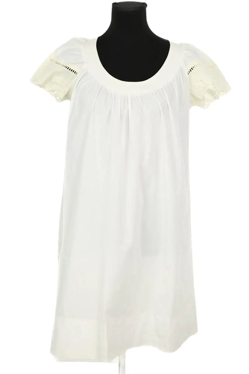 Robe Sandro Blanc en Coton, taille M - Seconde Main