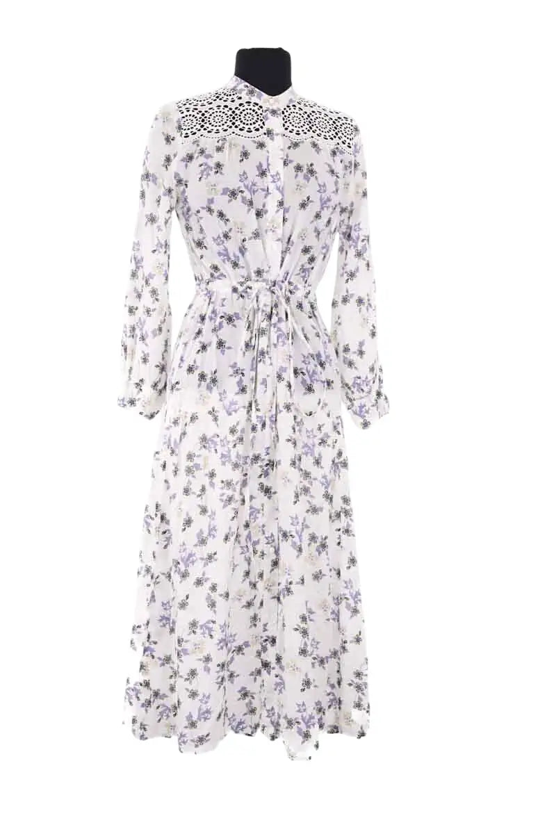 Robe Sandro Blanc en Coton, taille S - Seconde Main