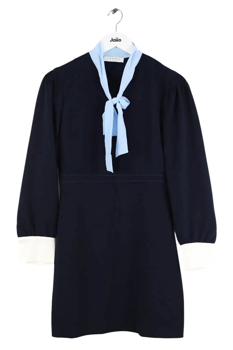 Robe Sandro Bleu en Soie, taille S - Seconde Main