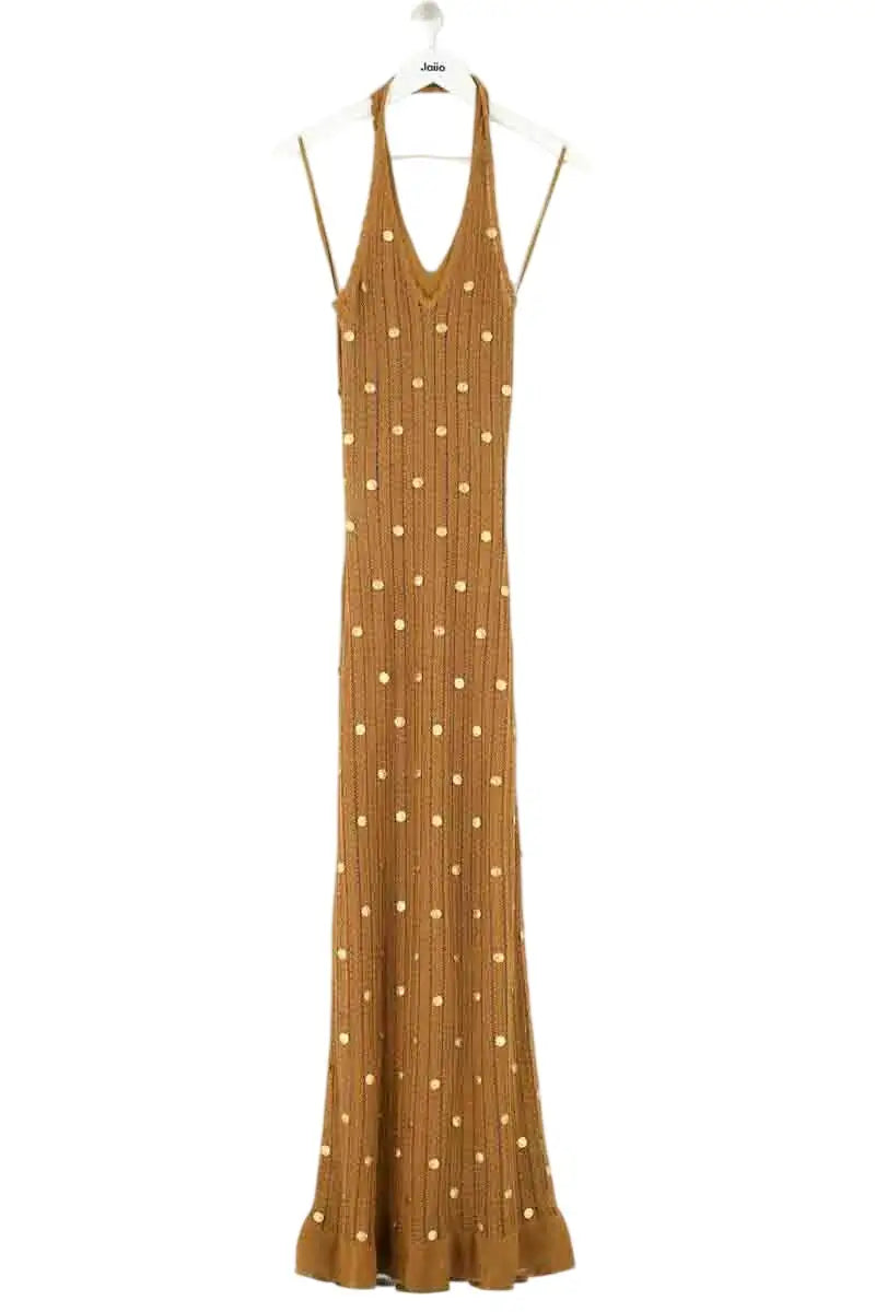 Robe Sandro Camel en Coton, taille S - Seconde Main