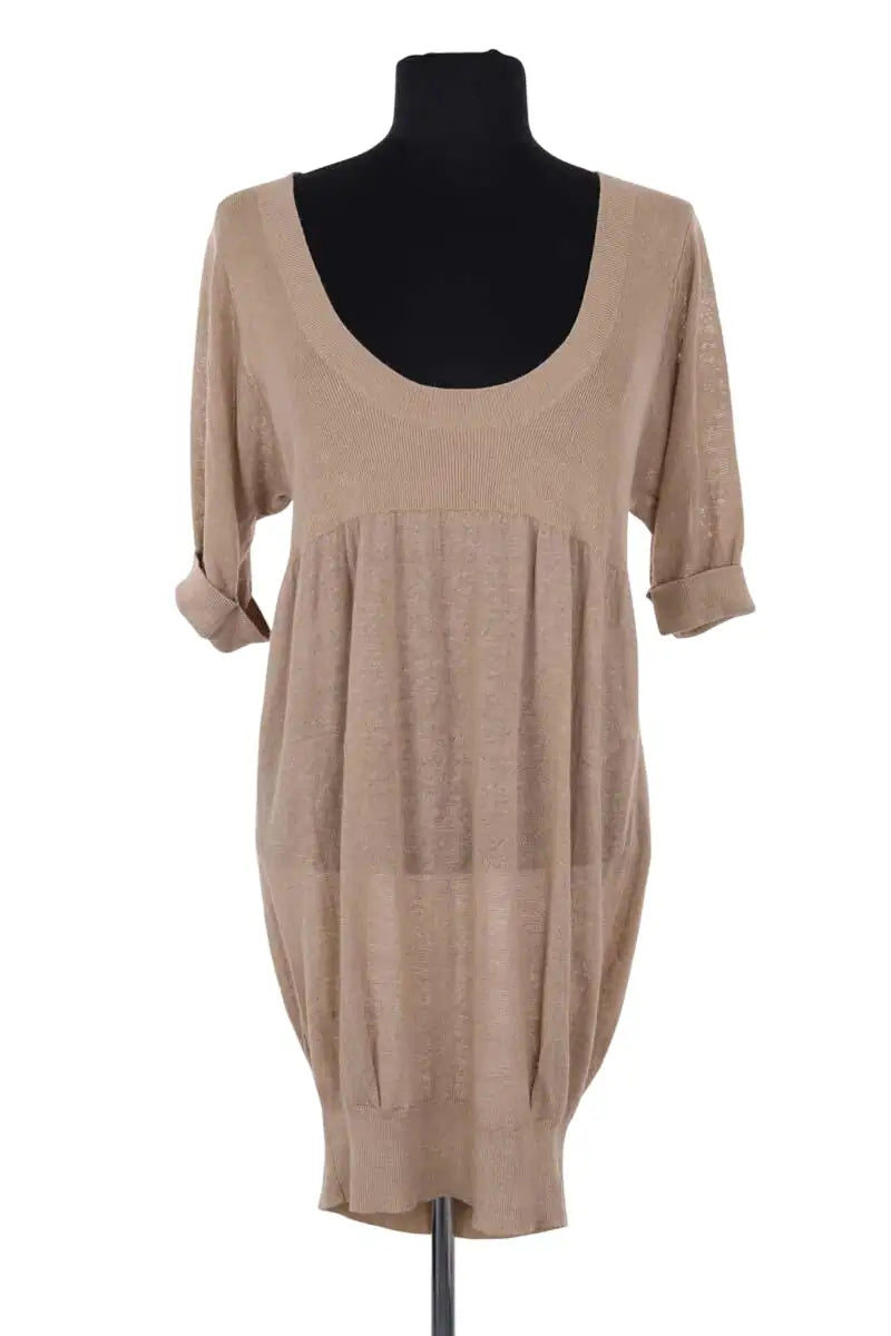 Robe Sandro Camel en Lin, taille M - Seconde Main