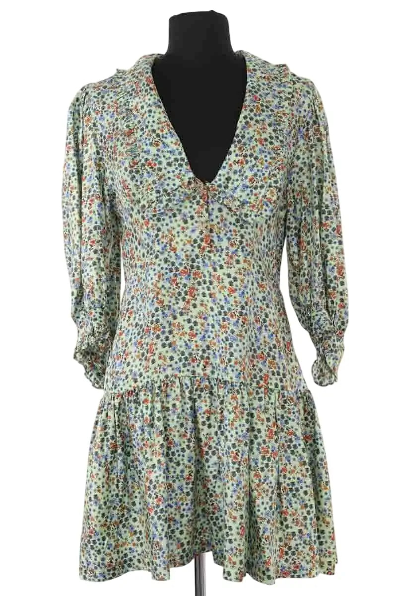 Robe Sandro Eilat Vert en Soie, taille S - Seconde Main