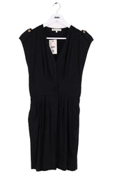 Robe Sandro Noir en Lin, taille S - Seconde Main