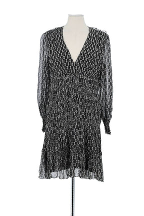 Robe Sandro Noir en Soie, taille XL - Seconde Main
