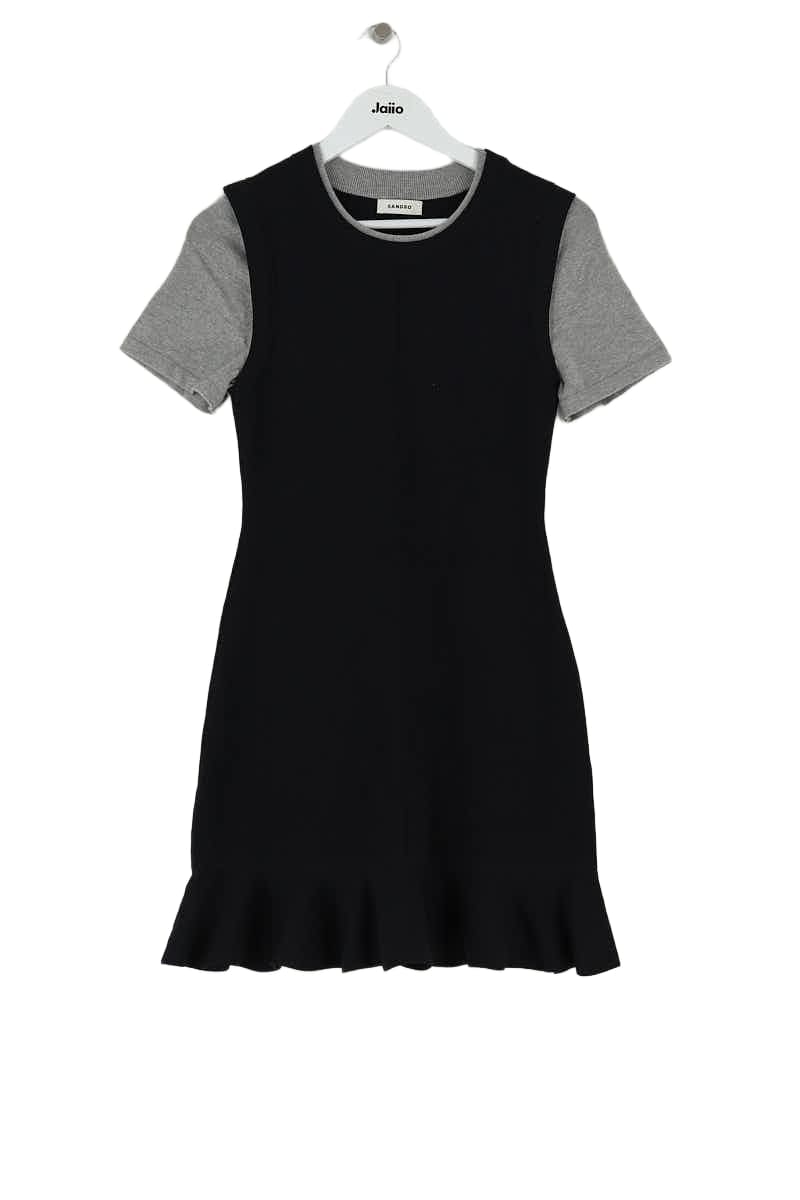Robe Sandro Noir en Viscose, taille M - Seconde Main