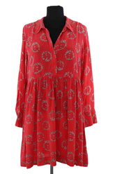 Robe Sandro Rouge en Soie, taille L - Seconde Main