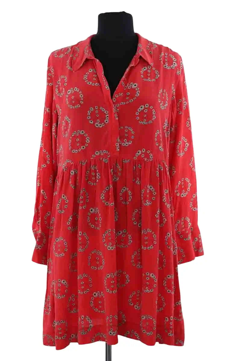 Robe Sandro Rouge en Soie, taille L - Seconde Main