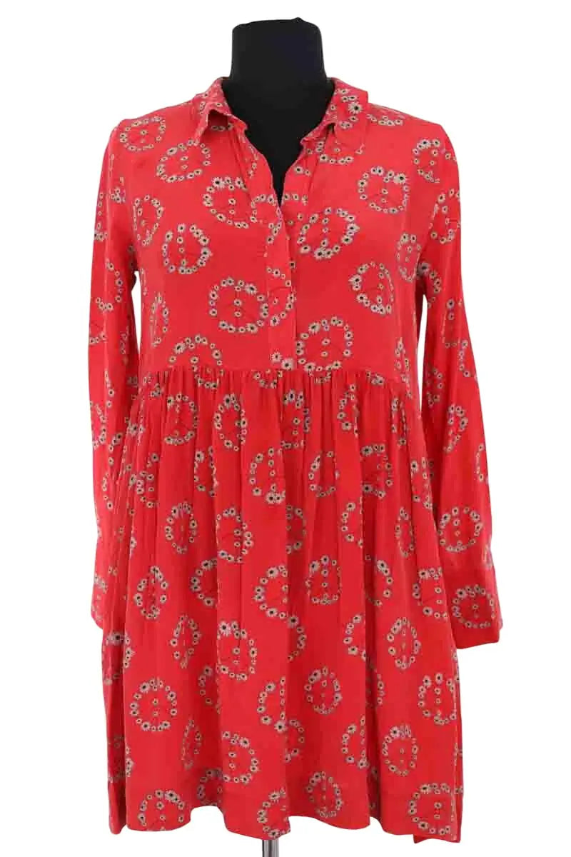 Robe Sandro Rouge en Soie, taille S - Seconde Main
