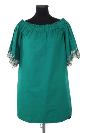 Robe Sandro Vert en Coton, taille M - Seconde Main