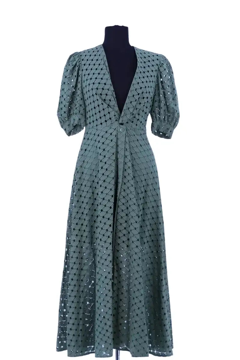 Robe Sandro Vert en Coton, taille S - Seconde Main